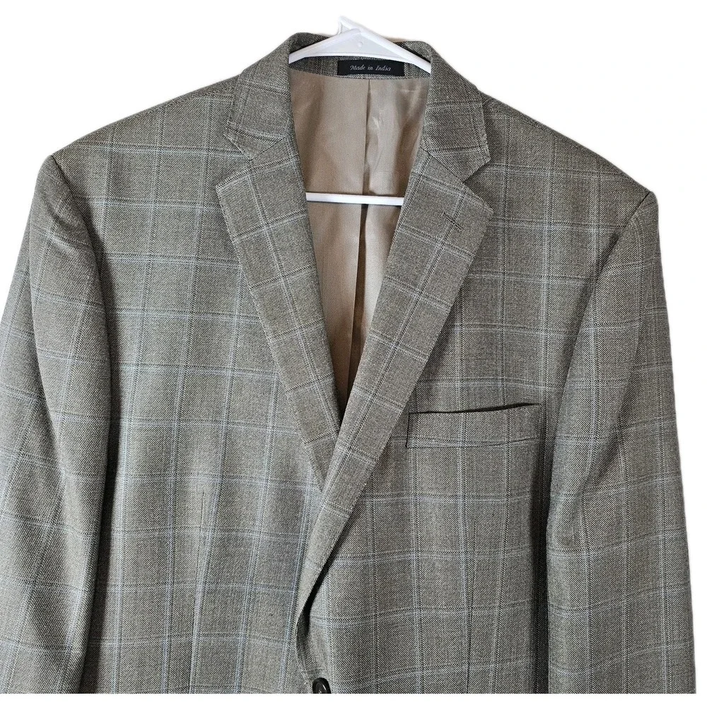 Calvin Klein 42R Men's Gray Window Plaid‎ Blazer Sport Coat Suit Jacket India